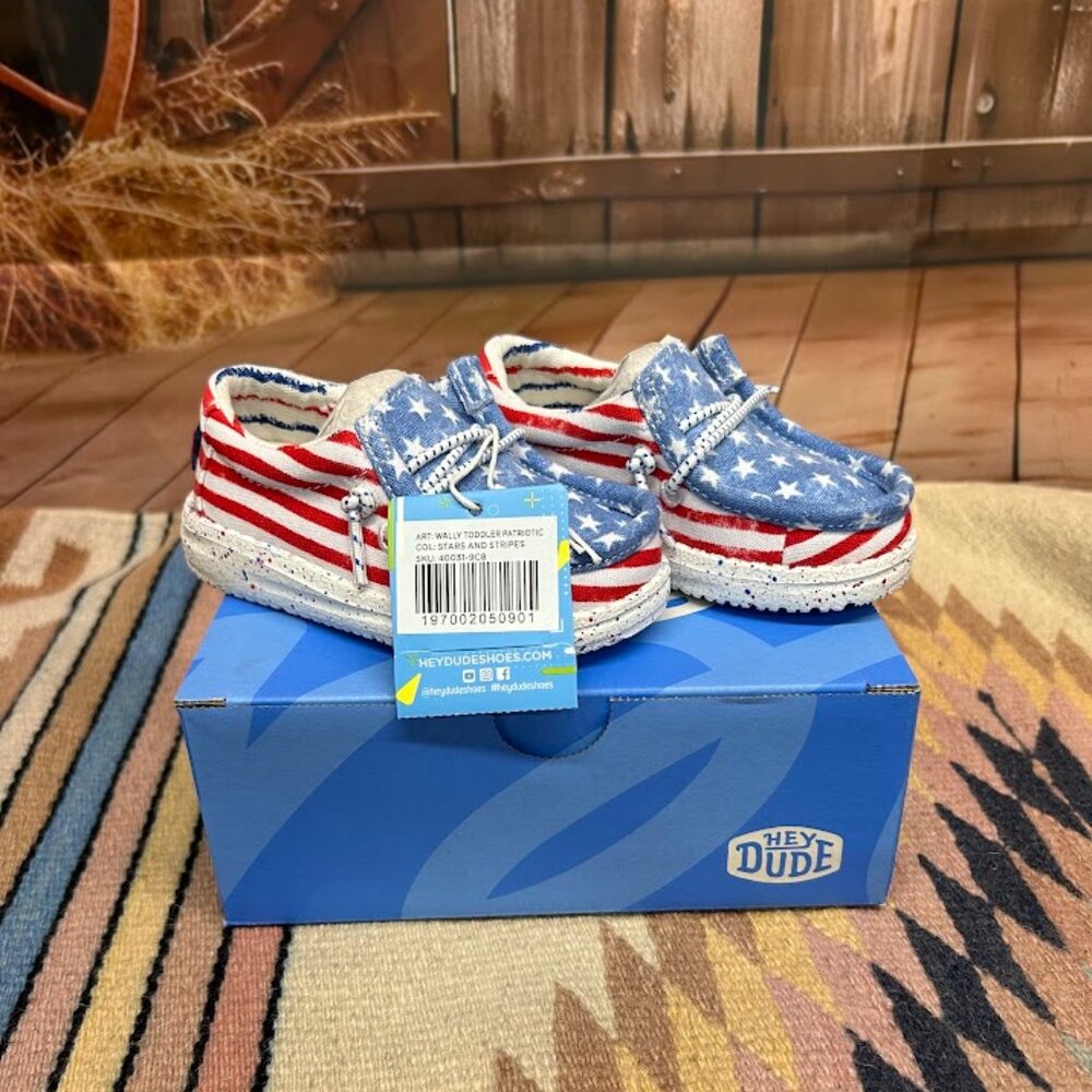 Hey Dude Wally Toddler Stars and Stripes Shoes New Size 6